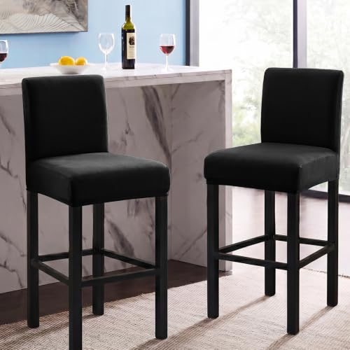 Image of FUANGUI Bar Stool Covers Set of 2, Waterproof Stretch Bar Stool Seat Covers | Washable Removable Bar Chair Covers with Backs Slipcovers, Bar Chair Covers Square for Kitchen Dining Room Cafe