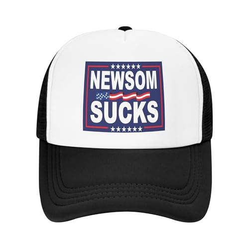 Vetrova Newsom Sucks Trucker Hat California Anti Newsom Baseball Cap Mesh Back Adjustable Hats for Kids - Black