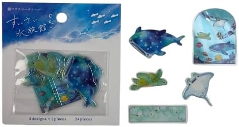 Silver Border Flake Seal Suisai Aquarium 24P 8 Designs x 3 Pieces 1 Piece Large Aquarium Whale Shark Others