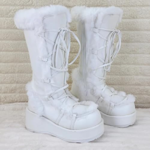 Platform Boots for Women Wedge Heel Faux Fur Furry Platform Boots2