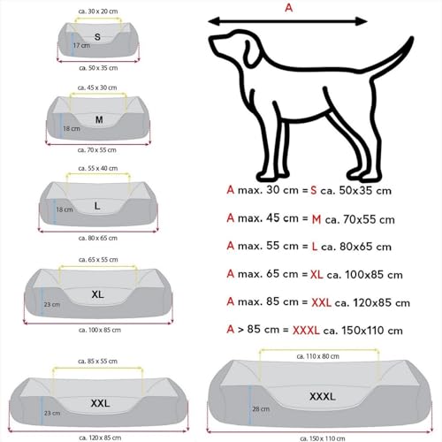 BedDog Hundebett LUPI, Hundekissen mit Abziehbaren Waschbaren Bezug, Hundekorb, Hundesofa, für Kleine Hunde, S, schwarz-braun