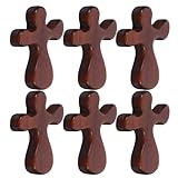 PAMINGONO 6 Kleiner Holzkreuze aus Robustem Holz Kleines Tragbares Gebetskreuz Rustikale Holzornamente für Taufe und Religiöse Zeremonien