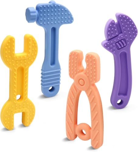 歯がため シリコン 赤ちゃん 歯固め 食品級シリコン 噛む おもちゃ 高耐久性 4個セット 3か月頃から対象 かみかみ 認証あり 収納ケース付き