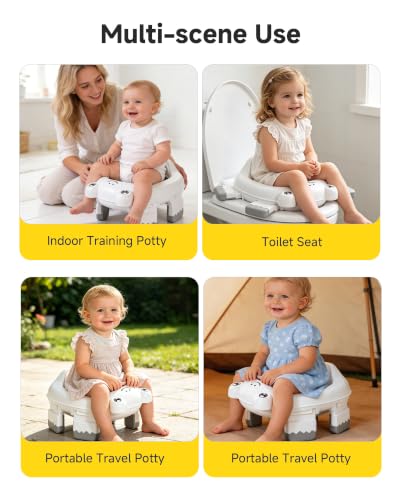 Foldable Portable Potty Training Seat for Toddlers, Frog Travel Potty Seat with Splash Guard, Non-Slip Legs, Storage Bag, BPA Free Toilet Trainer for Boys & Girls - Image 6