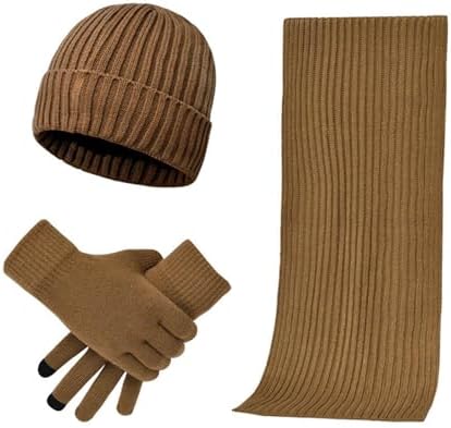 Warmiehomy Hat Gloves Scarf Set for Women Ladies Girls Soft Warm Knitted Beanie Cap Long Scarf 3 in 1 Winter Thick Set for Outdoors Walking Shopping Skiing Fishing Camping
