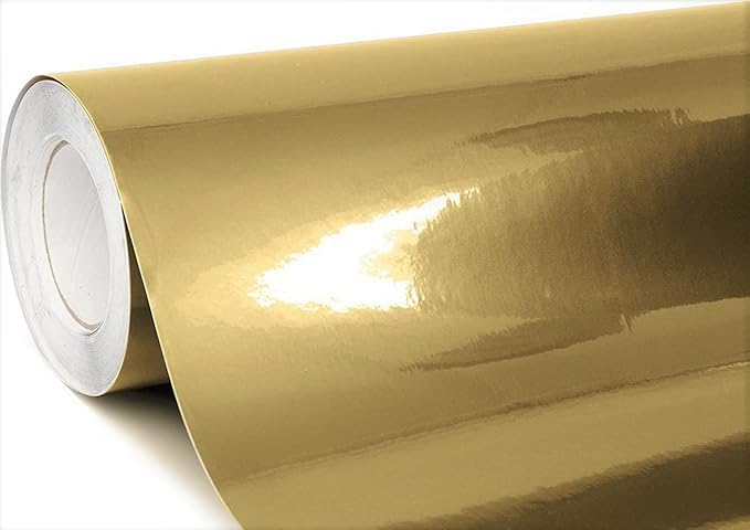 Image of WALLMATE Carbon & Matellic Wrap Sheet Roll Film Sticker Decal Waterproof Car Styling Wrap Auto Vehicle Accessories (12X56 inch Gold Glossy Metallic)