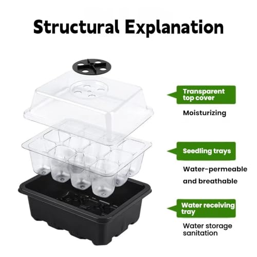 GizmoBox Seed Starter Tray with Humidity Dome, 6 & 12 Cell Seedling Starter Kit, Adjustable Vents Propagation Box for Indoor Gardening (with Ventilation Holes, 6 Holes, Green Color) - Image 6
