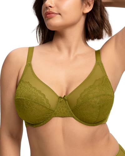 Image of HSIA Minimizer Bras for Women Enchante Full Coverage Underwire Bras Plus Size Lifting Floral Lace Bra for Heavy Breast