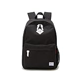 Danny®Lightweight Schulrucksäcke 300D Nylon Wasserdicht Freizeit Daypack für Damen und Herren Vintage Rucksack für Oberschule Universität Laptoprucksack mit 14 Zoll Laptopfach,Schwarz