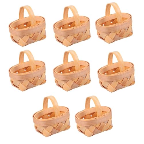 Uonlytech Mini Paniers Tressés en Copeaux de Bois Décoration Rustique pour Emballage de Bonbons Lot de 8 et Présents pour Anniversaires et Showers