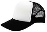QML Trucker Cap Mesh Hat with Solid, Two Tone Colors and Adjustable Snapback Strap and Small Braid (2 TONE, WHITE/BLACK)