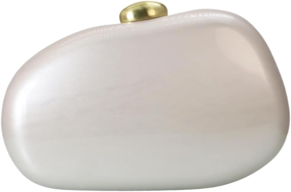 Women Elegant Acrylic Stone Shape Chain Crossbody Bag Chic Marble Shell Purse Wedding Handbag for Banquet Party