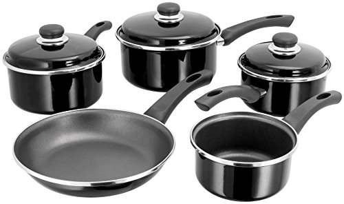 Judge Horwood 5 Piece Saucepan Set, Stainless Steel, Black