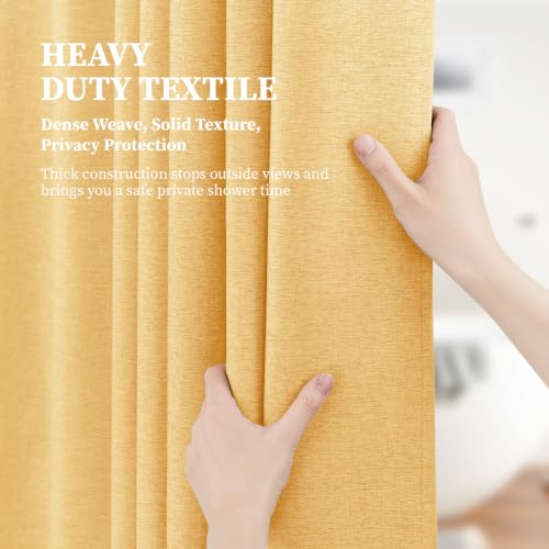 BTTN Gold Linen Textured Waterproof Thick Fabric Shower Curtain Set, 72x72 by BTTN - Used condition - Image 8