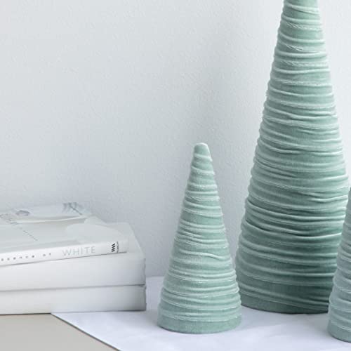 Image of Sage Velvet Trees Set of 3, Handcrafted Valentine, Mantel Decor, Elegant Holiday Entryway, Minimalist Tablescape, Green Wedding Centerpiece (Sage)