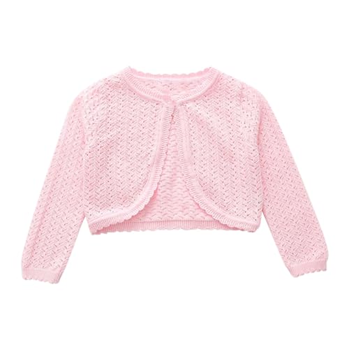 Kids Girls Knit Hollow Cardigan 𝐏ink Cute Open Front Cropped Cardigan Sweater Long Sleeve Fall Toddler Hoodie