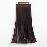 【DISEÑO DE FALDA PLISADA】: Esta elegante falda midi de cintura elástica con cola de pez con volantes y volantes en acordeón de brillo metálico vintage de color sólido está diseñada, muestra tu figura perfecta. para complementar la forma del cuerpo de cada mujer.classic chic, puede combinar fácilmente con cualquier top.