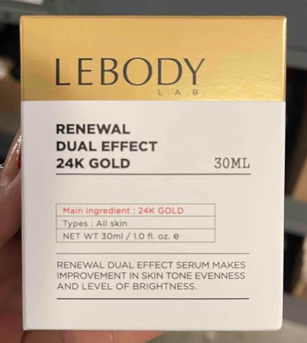 LEBODY Lab Renewal Dual Effect Serum 24k Gold - Face Serum with Niacinamide and Green Tea Extract - Targets Fine Lines for Smooth Skin - 1 oz