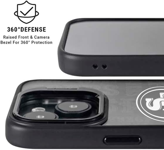 Skinit Kickstand Phone Case Compatible with iPhone 15 - Officially Licensed NFL San Franciso 49ers Black & White Design
