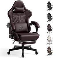 GTPLAYER Gaming Chair with Speakers, Heavy Duty Computer Chairs with Footrest Bluetooth Linkage Armrest and Lumbar Support, Ergonomic Height Adjustable PC Chair for Adults, Dark Brown