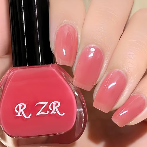 Air Dry Jelly Pink Nail Polish, 15ML Clear Quick Dry, Long Lasting Tra