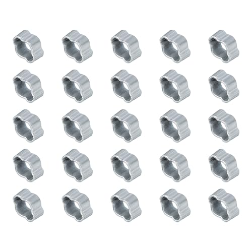PATIKIL 35 Pack 3-5mm Double Ear Hose Clamp, Galvanized Steel O Clip Crimp Rings for Fuel Petrol Pipe Tube Fitting Connections, Silver Tone