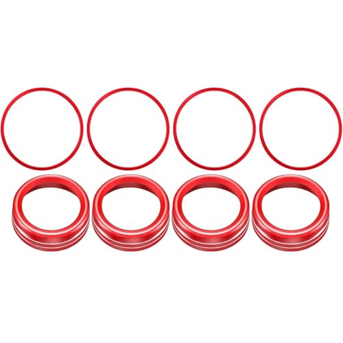 8PC AC Knob Covers &amp; Outer Vent Rings for Tacoma 2016-2023, Red