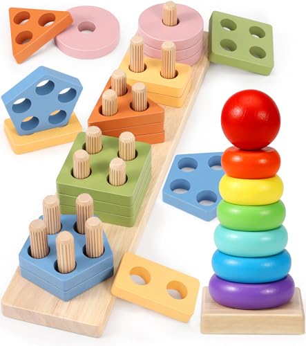 Puzzle In Legno Montessori Per Bambini 1-3 Anni – Giochi Educativi Con Forme E Colori, Giocattolo Impilabile E Ordinabile, Regalo Di Compleanno - 3