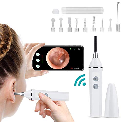 Otoskop WiFi Ohr Endoskop HD Visuelle Ohr Löffel Upgraded Multifunktionale 3.9mm Inspektionskamera und Ohrenschmal Zentferner Mit 6