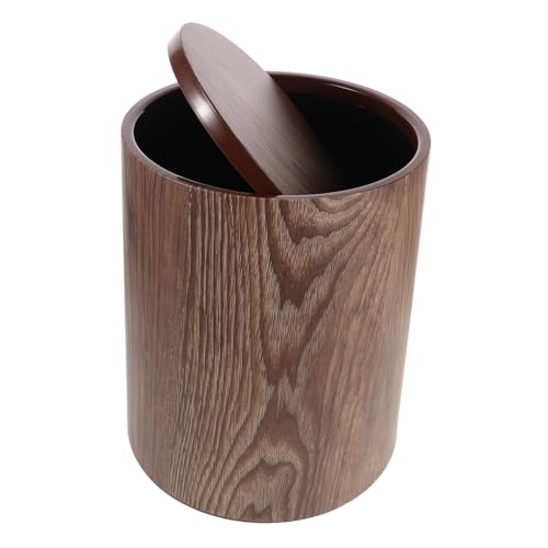 Poubelle en bois vintage à rabat VALICLUD grand bac pour chambre et bureau