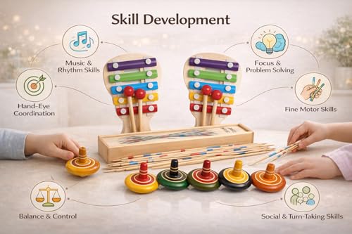 Image of Mikado - Wooden 31 Pickup Stick - Family Indoor & Outdoor Game - Hand Made Toy for Kids - Pack of One Pcs (Combo-4)