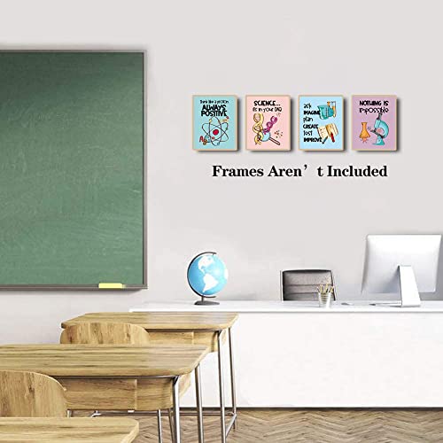 Image of TANXM Science Art Print Set,School Laboratory Decor, Classroom Wall Art,Science Explore Art Posters for Classroom Middle School Laboratory Library Study Decor, Set of 4 - No Frame,8 inchx10 inch