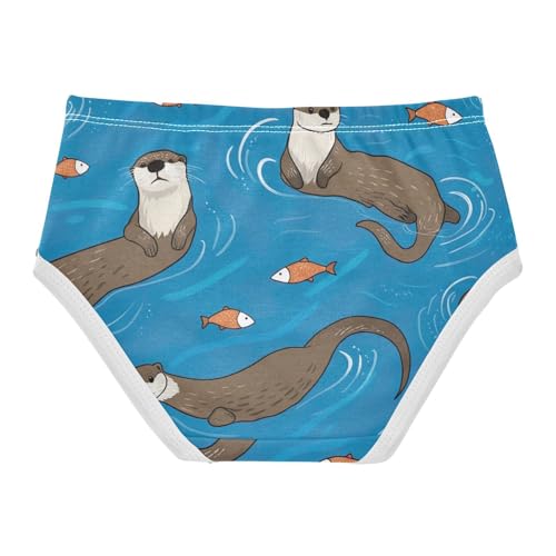 Cotton Toddler Underwear Custom Cute Otters Fish Blue Cute Panties Girl Colorful Underpants Briefs 2t2