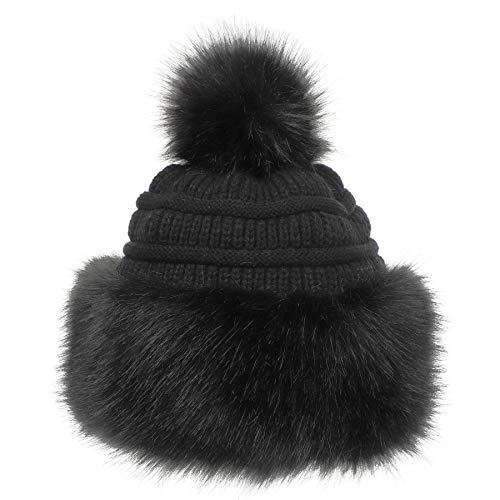 Gorro mujer de piel sintética negro estilo ruso