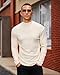 Mens Casual Mock Turtleneck Long Sleeve Basic Lightweight Slim Fit Pullover Tops Ribbed Thermal Undershirts Beige