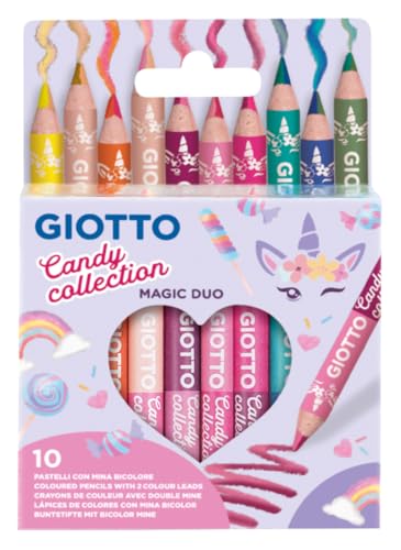 GIOTTO Mega, Magic Duo, Doble Color en Cada Mina, Colección Candy, Mina de 5,5 mm, Caja RPET, 10 unidades