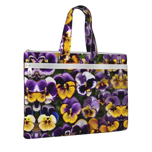 Pansy Perfection Print Canvas Document Bag Briefcase For Professionals And Executives2