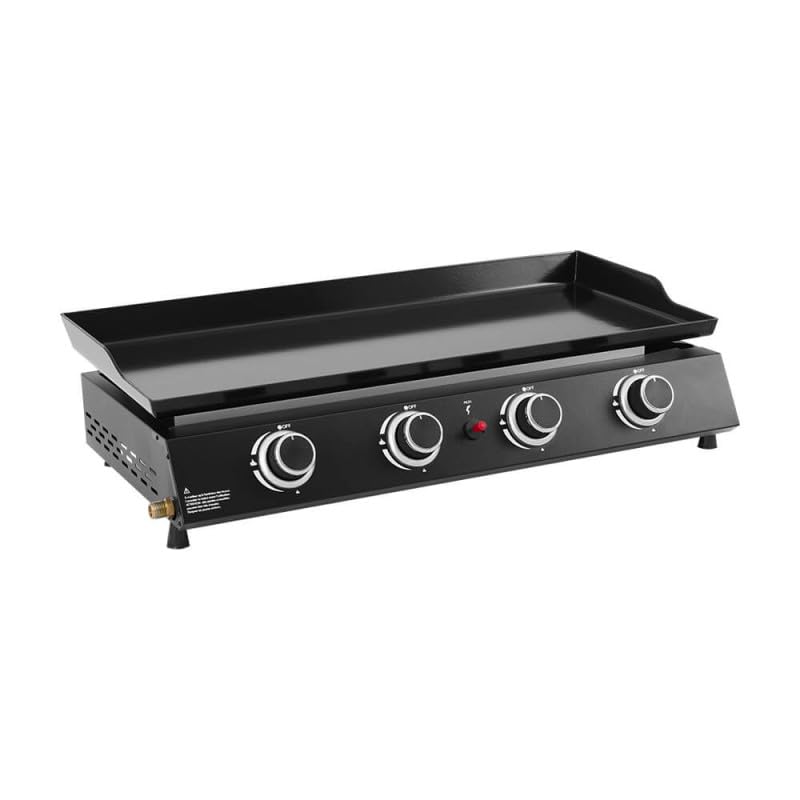 BRASERO BY FAVEX - Plancha gaz Alma 4 feux - Plaque en acier émaillé - 4 brûleurs - Piezo mécanique - Puissance 9,6 kW - Surface de cuisson 77,5 x 33,8 cm - Tiroir graisses - Jusqu'à 12 convives