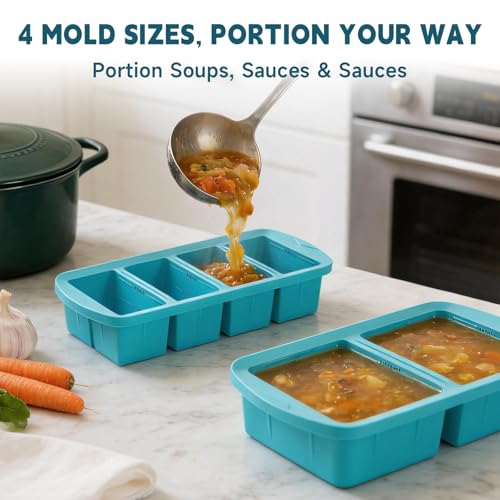 4-pack de moldes de silicona para freezer con tapa y bolsas miniatura 3