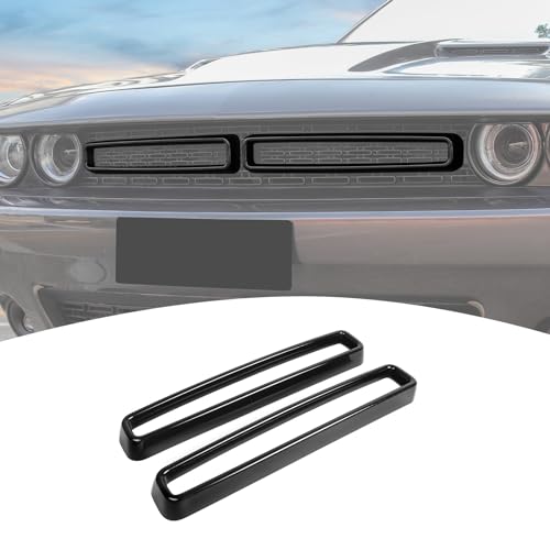 Image of for Challenger Front Grill Mesh Grille Inserts Trim Cover Black Compatible with Dodge Challenger 2015-2023 Black Exterior Accessories 2pcs