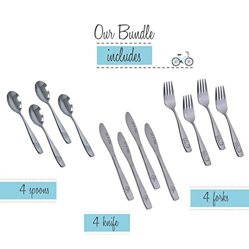 Kids And Toddler Utensils Silverware Set –12-Piece Toddler Silverware Includes 4 Forks 4 Spoons And 4 Kid-Friendly Knives - Kids Cutlery Metal Flatware Set For Preschooler Baby Child Toddler #TOP1