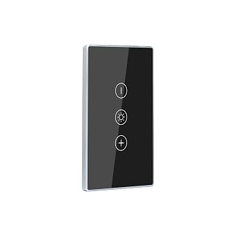 Smart Dimmer Switch,4.65 X 2.83 X 1.3 Inches,Aluminum Frame,Need Neutral Wire,2.4GHz,Tuya/Smart Life App/Alexa,2.5D Curved-Edge Tempered Glass Panel,Black