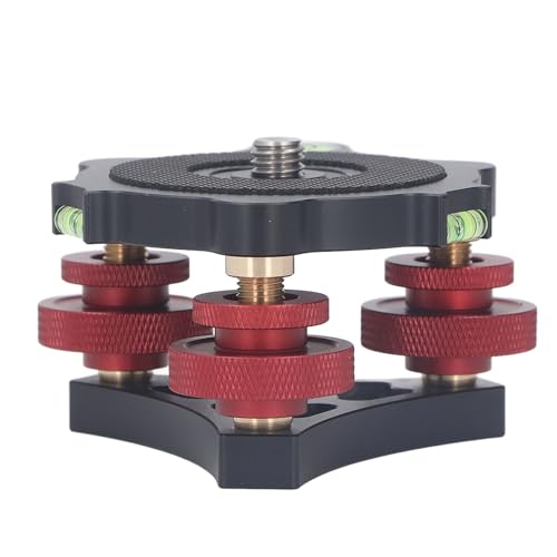 Stativkopf-Nivellierbasis, Stativ-Nivellierständer mit 3/8-Zoll-Gewinde, 3-Achsen-Dreifachradkopf aus Aluminium, ±5 Grad Präzisionseinstellung, 33 Lbs/15 Kg Tragfähigkeit