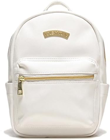 Amazon ニコラ掲載商品 ロゴプレート付きフェイクレザーリュック 白 F シューズ バッグ