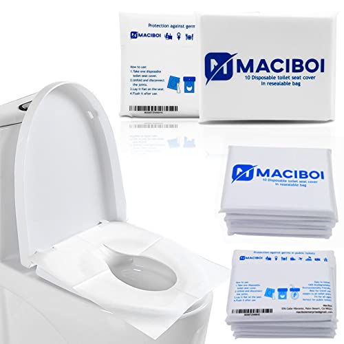 Maciboi Fundas de asiento de inodoro de papel desechables portátiles, paquete de 60 unidades | fundas de inodoro desechables, desechables, biodegradables, perfectas para usar durante el viaje