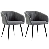 Sedia Moderna HOMCOM Con Braccioli | Imbottita In Tessuto Effetto Lino | Gambe Acciaio | Grigio - Foto 6