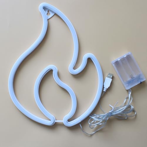 Image of Flame Neon Sign Flame Led Light Sign for Wall Decor Hanging Flame Shaped Light USB or Battery Powered Fire Neon Sign for Kids Boys Room Party Bar Birthday