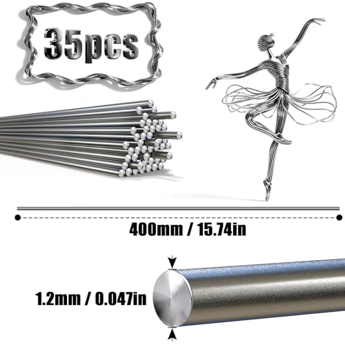 35 Stück Federstahldraht Edelstahldraht Metallstäbe 1.2mm X 400mm Metallstange Edelstahl Stange Federdraht Stahlstange Rundstahl Edelstahlstäbe Rundstäbe Hartdraht für DIY Handwerk Modellauto Flugzeug