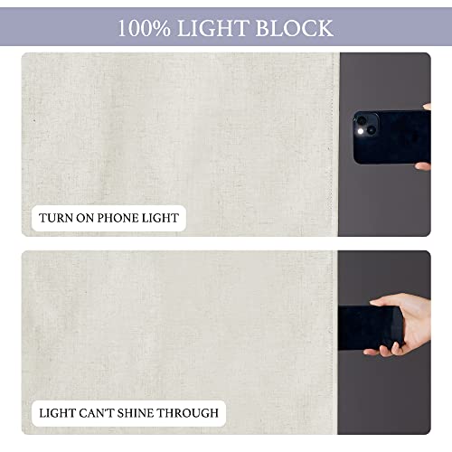 RYB HOME Glass Door Curtains Natural Linen Blended, 100% Blackout Privacy Window Treatment Patio Closet Pantry French Door Blinds with White Layer Coating, W26 x L40 inch, Ivory, 1 Panel