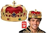Nicky Bigs Novelties Morph Adult Royal King Queen Crown - Regal Prince Princess Prom Hat - Cosplay Halloween Costume Accessory Gold/Red, One Size